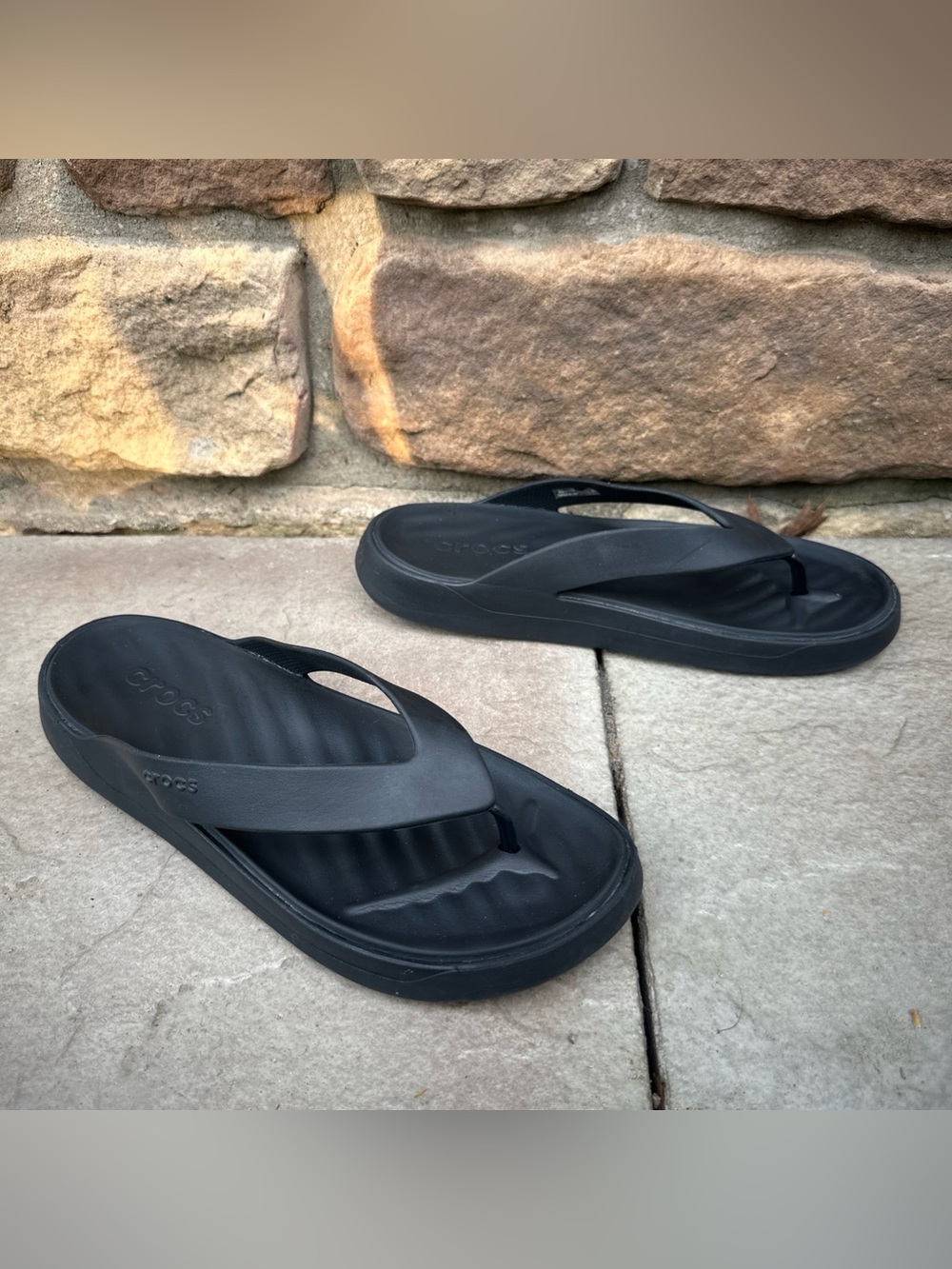 Crocs Women's Getaway Flip Flop Thong Sandals Black Size 10 Model 209589